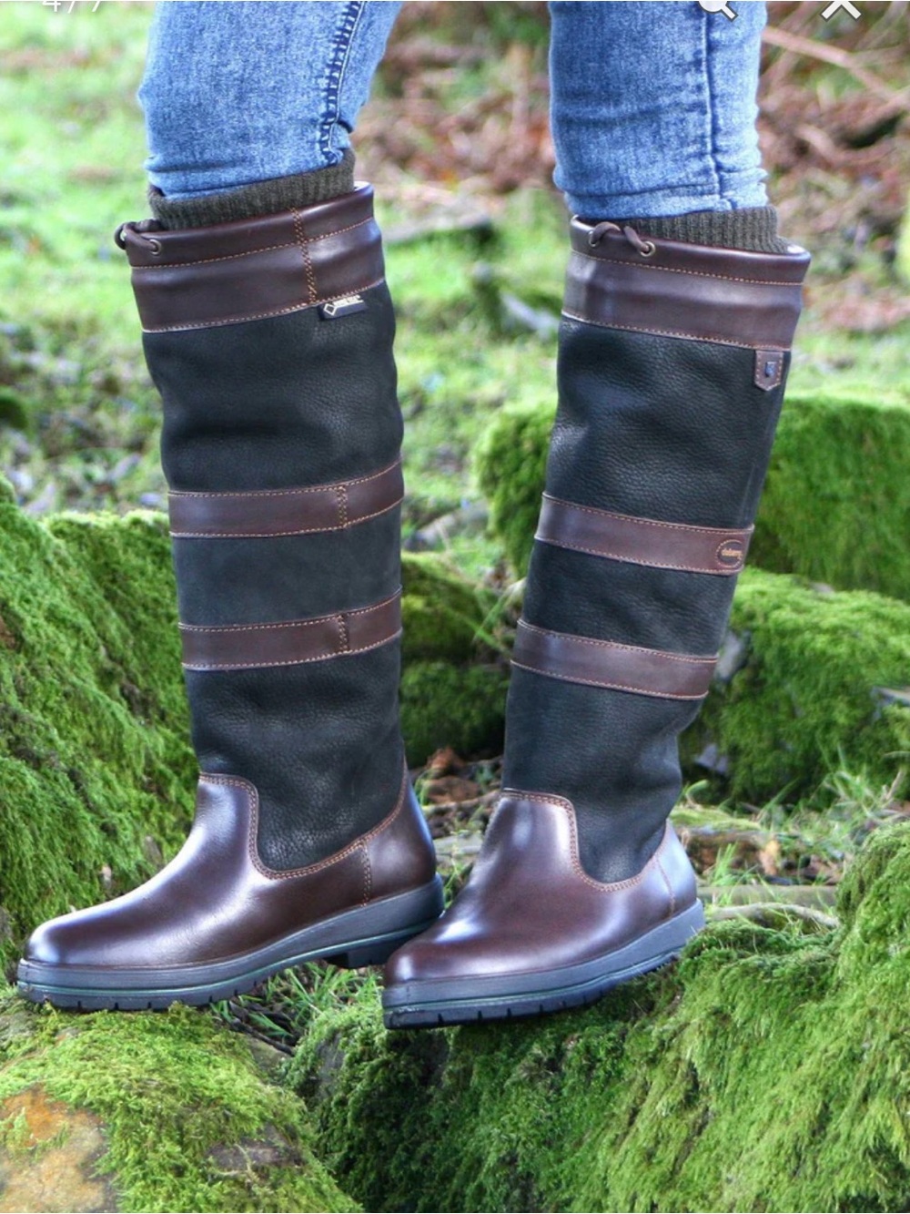 Dubarry of Ireland Brown and Black Leather Tall Waterproof Boots